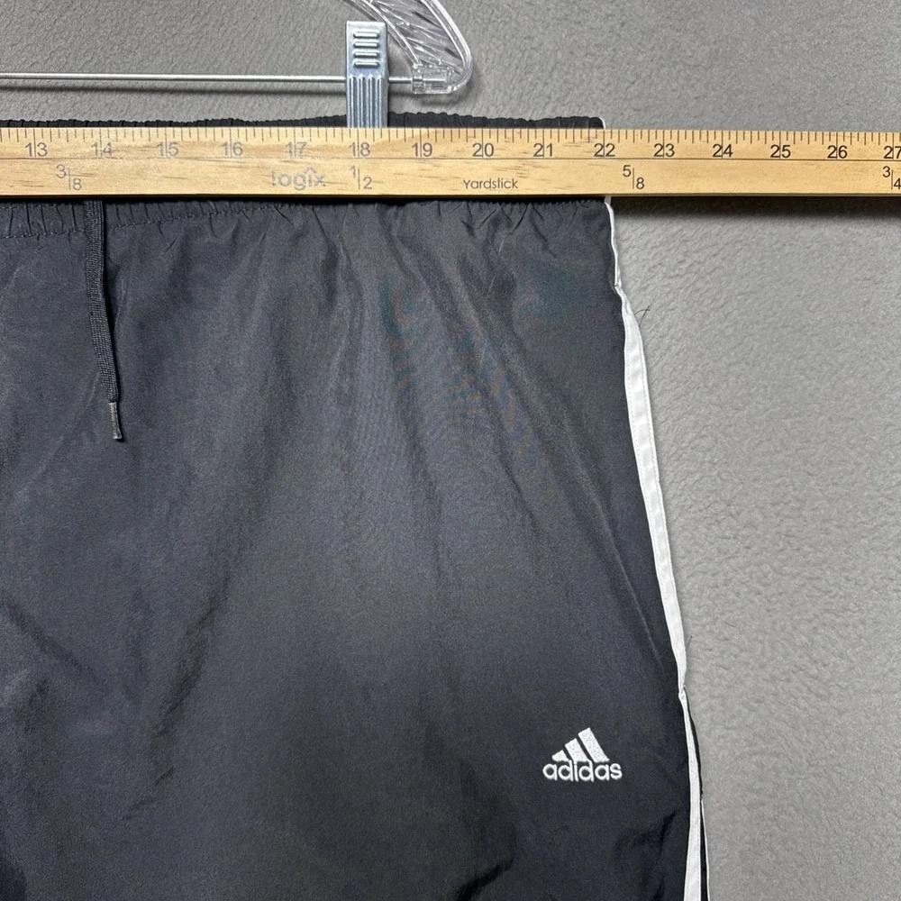 Adidas Windbreaker Track Pants Mens Sz 2XL 44x32 Black Lined Straight Athleisure